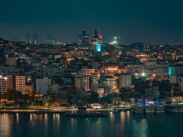 Photo showcasing the skyline of Istanbul at night